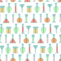 Chemical flasks seamless pattern. Illustration for printing, backgrounds, covers and packaging. Image can be used for greeting cards, posters, sticker and textile. Isolated on white background. vector