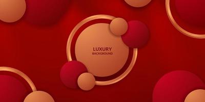 Red luxury elegant background with golden and red circle element. abstract decoration lucky chinese vector