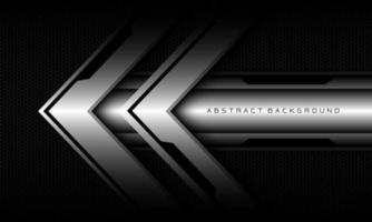 Abstract silver arrow black cyber geometric line banner on black hexagon mesh pattern design ultramodern luxury futuristic technology background vector