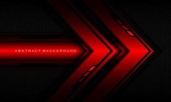 Abstract red arrow black cyber geometric line banner on black hexagon mesh pattern design ultramodern luxury futuristic technology background vector