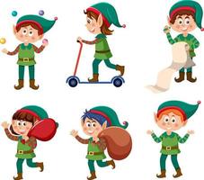 Christmas elves cartoon character collection vector