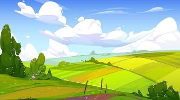 paisaje rural con campos de agricultura verde vector