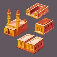 Isometric egyptian buildings, ancient landmarks vector