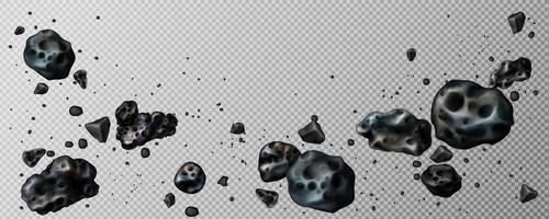 Stone asteroid belt. Meteor or flying space rock vector