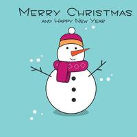 The snowman in the hat. Happy New Year. Merry Christmas. vector