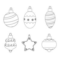 conjunto de globos navideños en estilo de línea. ilustración vectorial vector
