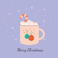 Christmas cup with sweets. Merry Christmas. Vector illustration