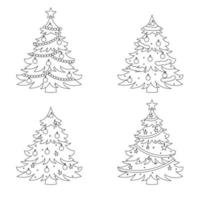 conjunto de árboles de navidad en estilo de línea. ilustración vectorial vector