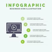 Computer Monitor Play Music Infographics Presentation Template 5 Steps Presentation vector