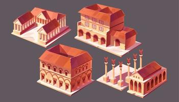 Rome buildings isometric vector icons set