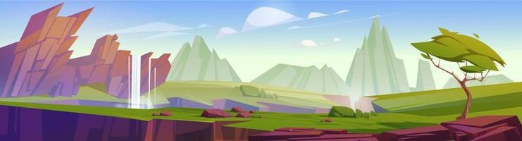 paisaje prehistórico, fondo de paisaje de dibujos animados vector