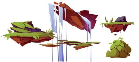 Floating islands with waterfall, land platform vector