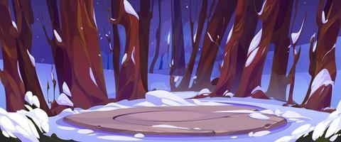 Ancient celtic stone platform in winter forest vector