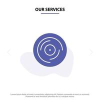 Our Services Beat Dj Juggling Scratching Sound Solid Glyph Icon Web card Template vector