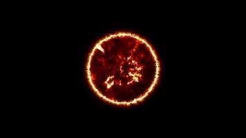 Atmosphère solaire du soleil de l'énergie de l'étincelle abstraite sur fond noir video
