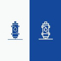 Heater Water Heat Hot Gas Geyser Line and Glyph Solid icon Blue banner vector