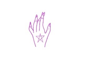 Main tatouée étoile métallique violette png