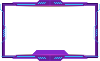 Online game streaming overlay PNG for live gamers. Modern offline gaming frame design with colorful buttons. Purple and cyan color live stream screen overlay. Futuristic gaming screen panel PNG.