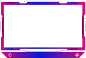 Live streaming overlay decoration with girly pink and blue color shade. Online gaming screen panel and border design for gamers. Live broadcast elements PNG with colorful buttons.
