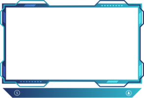 Futuristic live streaming overlay PNG with frosty blue color. Live gaming screen panel and broadcast frame design with abstract shapes. Streaming panel overlay template for gamers.