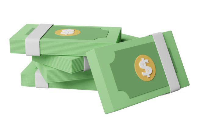 minimal 3d illustration of green stack of money 9585331 PNG