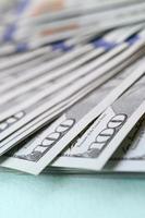 Macro shot with shallow depth of field. Hundred US dollar bills photo