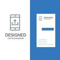 Application Mobile Mobile Application Smartphone Upload Grey Logo Design and Business Card Template vector