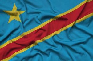 Democratic Republic of the Congo flag  is depicted on a sports cloth fabric with many folds. Sport team banner photo