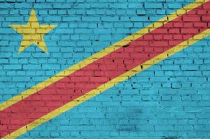 Democratic Republic of the Congo flag is painted onto an old bri photo