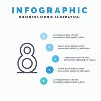 Eight 8th 8  Blue Infographics Template 5 Steps Vector Line Icon template