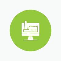 Computer Building Monitor Factory white glyph icon vector