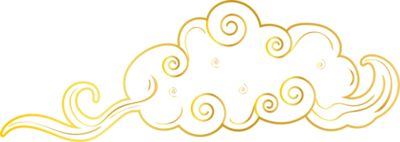 Chinese Cloud. Traditional Gold Gradient Silhouette Design Element png