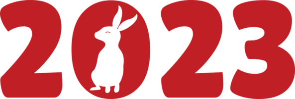 Numérique du nouvel an 2023 avec la silhouette blanche du lapin png