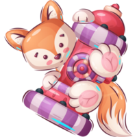 Cute Fox And Fire Hydrant Animal Cartoon Character png