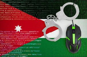 Jordan flag  and handcuffed computer mouse. Combating computer crime, hackers and piracy photo
