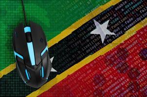 Saint Kitts and Nevis flag  and computer mouse. Digital threat, illegal actions on the Internet photo