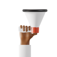 Hand Holding Megaphone 3D African Hand Front View png