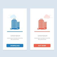 Building Skyscraper Office Top  Blue and Red Download and Buy Now web Widget Card Template vector