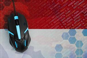 Monaco flag  and computer mouse. Digital threat, illegal actions on the Internet photo
