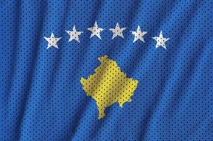 Kosovo flag printed on a polyester nylon sportswear mesh fabric photo