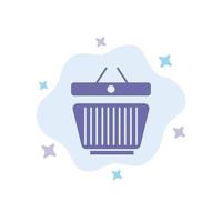 Basket Retail Shopping Cart Blue Icon on Abstract Cloud Background vector