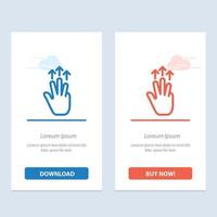 Gestures Hand Mobile Three Finger Touch  Blue and Red Download and Buy Now web Widget Card Template vector