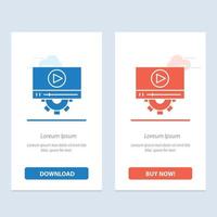 Video Play Setting Design  Blue and Red Download and Buy Now web Widget Card Template vector