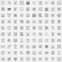 paquete de 100 iconos de líneas universales para móviles y web vector