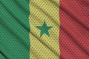 Senegal flag printed on a polyester nylon sportswear mesh fabric photo