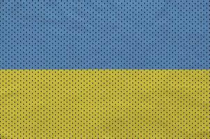 Ukraine flag printed on a polyester nylon sportswear mesh fabric photo