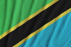 Tanzania flag printed on a polyester nylon sportswear mesh fabri photo