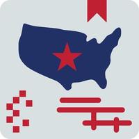 bandera americana mapa mundo plano color icono vector icono banner plantilla