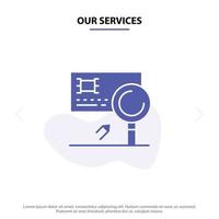 Our Services Analysis Banking Card Detection Fraud Solid Glyph Icon Web card Template vector