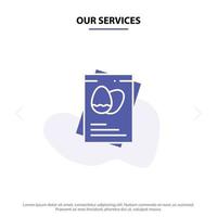 Our Services Passport Egg Eggs Easter Solid Glyph Icon Web card Template vector